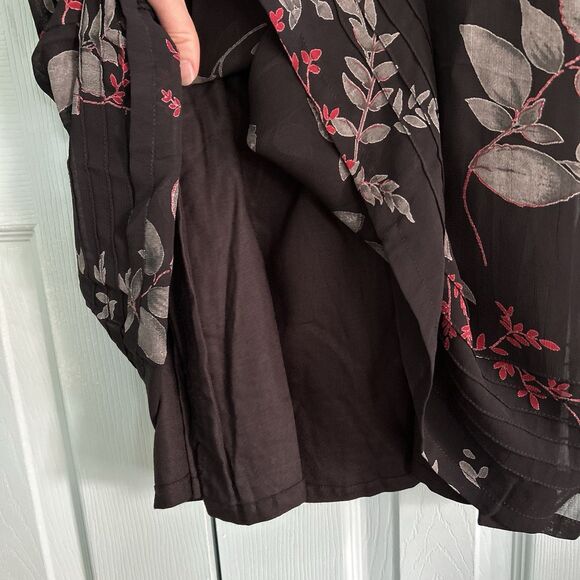 Putumayo Maxi Skirt Medium Dark Romantic Black Leaves Elastic Waist Grunge Fairy - Picture 10 of 13